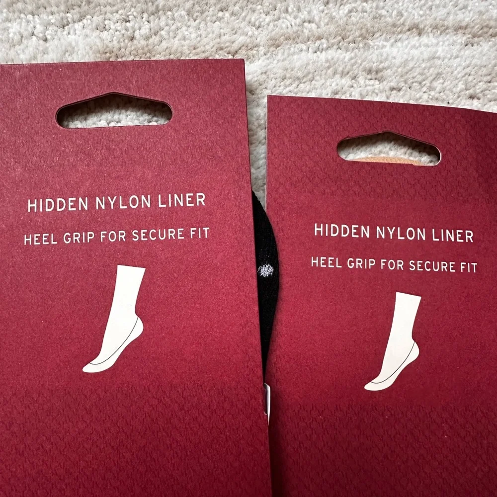 4 Pairs Merona and Peds Hidden Nylon Liner Socks - Black Pattern and Nude